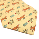 エルメス HERMES アニマル柄 9cm イエロー×マルチカラー シルク ネクタイ 黄色 緑 茶 ニワトリ キツネ