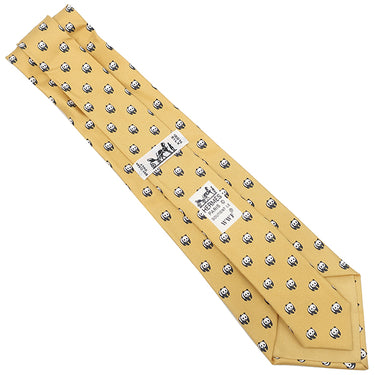 エルメス HERMES アニマル柄 9cm イエロー シルク ネクタイ 黄色 パンダ