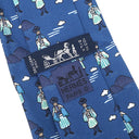 エルメス HERMES 吟遊詩人 9cm ブルー シルク ネクタイ 青 水色 総柄 山 雲 旅人 音楽家