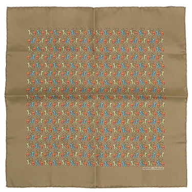 エルメス HERMES スカーフ 45cm カーキ×マルチカラー シルク スカーフ 馬車 騎手 ジョッキー