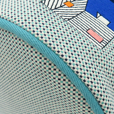 エルメス HERMES レ キャバン バックパック マリン×ミント コットン リュック・デイパック シルバー金具 子供用 キッズ トワルH トリコロール