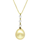 ノンブランド NON BRAND パール ダイヤ ネックレス イエローゴールド K18YG パール ダイヤモンド ネックレス 真珠 スイング 3連 ダイヤモンド イエローゴールド ハート