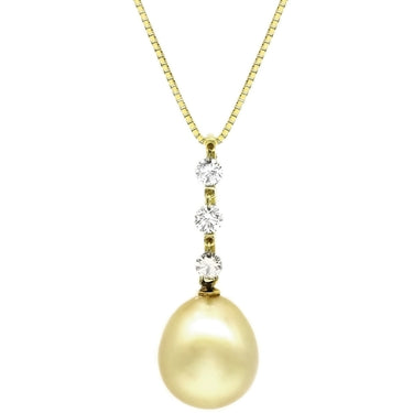 ノンブランド NON BRAND パール ダイヤ ネックレス イエローゴールド K18YG パール ダイヤモンド ネックレス 真珠 スイング 3連 ダイヤモンド イエローゴールド ハート