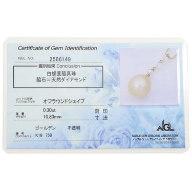 ノンブランド NON BRAND パール ダイヤ ネックレス イエローゴールド K18YG パール ダイヤモンド ネックレス 真珠 スイング 3連 ダイヤモンド イエローゴールド ハート