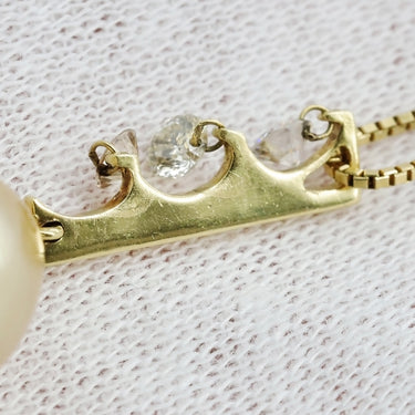 ノンブランド NON BRAND パール ダイヤ ネックレス イエローゴールド K18YG パール ダイヤモンド ネックレス 真珠 スイング 3連 ダイヤモンド イエローゴールド ハート