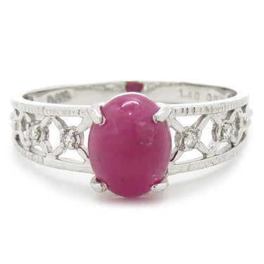 ノンブランド NON BRAND ルビー ダイヤリング プラチナシルバー Pt900 ルビー ダイヤモンド リング 指輪 レッド 赤 15号