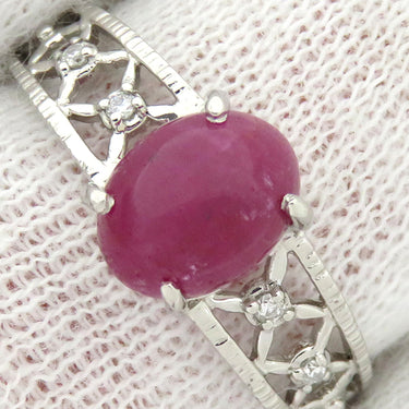 ノンブランド NON BRAND ルビー ダイヤリング プラチナシルバー Pt900 ルビー ダイヤモンド リング 指輪 レッド 赤 15号