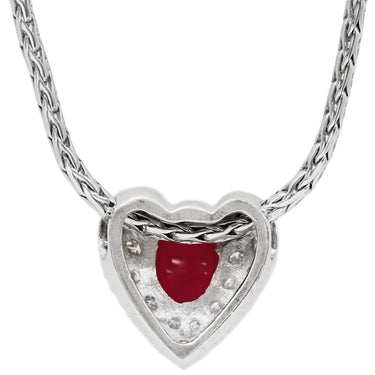 ノンブランド NON BRAND ルビー ダイヤ プラチナシルバー Pt850 Pt900 ルビー ダイヤモンド ネックレス プラチナ レッド ハートモチーフ ペンダント