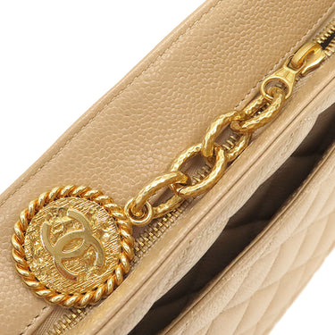 シャネル CHANEL 復刻トート A01804 ベージュ キャビアスキン トートバッグ ゴールド金具 ココマーク ショルダーバッグ 肩掛け