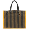 フェンディ FENDI ぺカン 8BH252 ブラウン×イエロー キャンバス レザー トートバッグ ゴールド金具 ハンドバッグ ミニトート 茶 黄