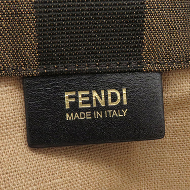 フェンディ FENDI ぺカン 8BH252 ブラウン×イエロー キャンバス レザー トートバッグ ゴールド金具 ハンドバッグ ミニトート 茶 黄