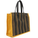 フェンディ FENDI ぺカン 8BH252 ブラウン×イエロー キャンバス レザー トートバッグ ゴールド金具 ハンドバッグ ミニトート 茶 黄