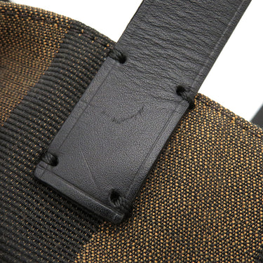 フェンディ FENDI ぺカン 8BH252 ブラウン×イエロー キャンバス レザー トートバッグ ゴールド金具 ハンドバッグ ミニトート 茶 黄