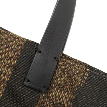 フェンディ FENDI ぺカン 8BH252 ブラウン×イエロー キャンバス レザー トートバッグ ゴールド金具 ハンドバッグ ミニトート 茶 黄