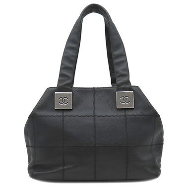 シャネル CHANEL チョコバー ハンドバッグ ブラック キャビアスキン トートバッグ シルバー金具 黒 ココマーク