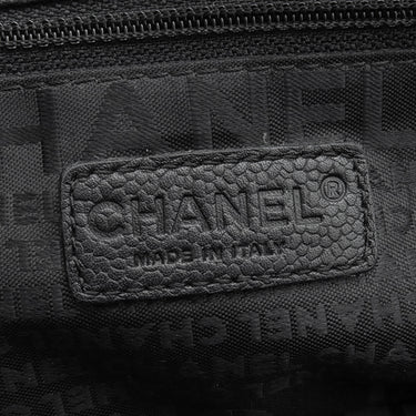 シャネル CHANEL チョコバー ハンドバッグ ブラック キャビアスキン トートバッグ シルバー金具 黒 ココマーク