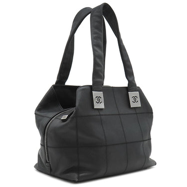 シャネル CHANEL チョコバー ハンドバッグ ブラック キャビアスキン トートバッグ シルバー金具 黒 ココマーク