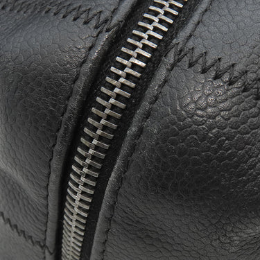 シャネル CHANEL チョコバー ハンドバッグ ブラック キャビアスキン トートバッグ シルバー金具 黒 ココマーク