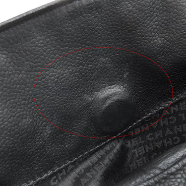 シャネル CHANEL チョコバー ハンドバッグ ブラック キャビアスキン トートバッグ シルバー金具 黒 ココマーク