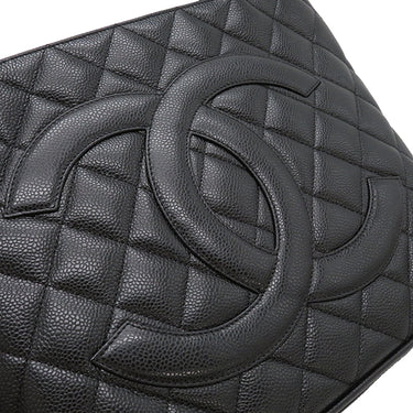 シャネル CHANEL マトラッセ 復刻トート A01804 ブラック キャビアスキン トートバッグ マットシルバー金具 黒 ココマーク