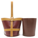 エルメス HERMES ミュズリエール2 ルージュヴィフ×ナチュラル×ハバナ ボックスカーフ ハンドバッグ ゴールド金具 赤 ベージュ 茶 バケツバッグ