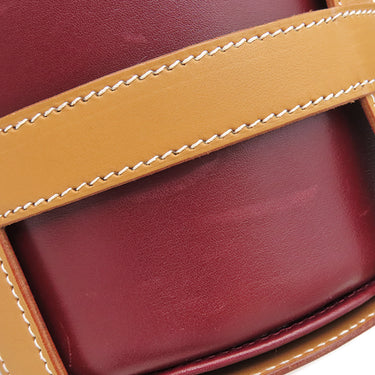 エルメス HERMES ミュズリエール2 ルージュヴィフ×ナチュラル×ハバナ ボックスカーフ ハンドバッグ ゴールド金具 赤 ベージュ 茶 バケツバッグ