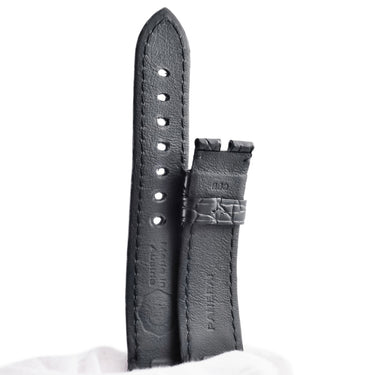 パネライ PANERAI ルミノール用 レザーバンド ブラック クロコダイル 腕時計パーツ 新品同様 純正 替え ベルト ストラップ 予備 22ｍｍ ブラック 黒