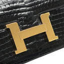 エルメス HERMES コンスタンス 24 ブラック ポロサス ショルダーバッグ ゴールド金具 黒 クロコ