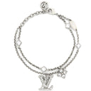 ルイヴィトン LOUIS VUITTON レディ LV M1378A シルバー メタル ストラス ブレスレット LVイニシャル モノグラムフラワー