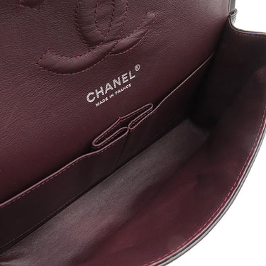 シャネル CHANEL マトラッセ 25 ダブルフラップ ブラック ラムスキン ショルダーバッグ シルバー金具 黒 ココマーク