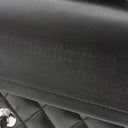 シャネル CHANEL マトラッセ 25 ダブルフラップ ブラック ラムスキン ショルダーバッグ シルバー金具 黒 ココマーク