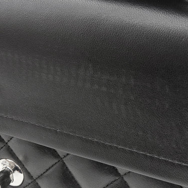 シャネル CHANEL マトラッセ 25 ダブルフラップ ブラック ラムスキン ショルダーバッグ シルバー金具 黒 ココマーク