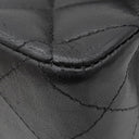 シャネル CHANEL マトラッセ 25 ダブルフラップ ブラック ラムスキン ショルダーバッグ シルバー金具 黒 ココマーク