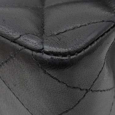 シャネル CHANEL マトラッセ 25 ダブルフラップ ブラック ラムスキン ショルダーバッグ シルバー金具 黒 ココマーク