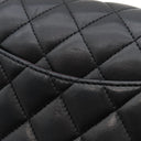 シャネル CHANEL マトラッセ 25 ダブルフラップ ブラック ラムスキン ショルダーバッグ シルバー金具 黒 ココマーク