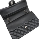 シャネル CHANEL マトラッセ 25 ダブルフラップ ブラック ラムスキン ショルダーバッグ シルバー金具 黒 ココマーク