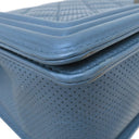 シャネル CHANEL ボーイシャネル メタリックブルー カーフ ショルダーバッグ シルバー金具 青 肩掛け ココマーク パンチングレザー