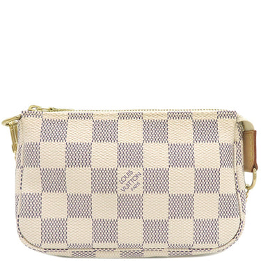 ルイヴィトン LOUIS VUITTON ミニ ポシェット アクセソワール N58010 ダミエアズール ダミエアズールキャンバス アクセサリーポーチ ゴールド金具 白