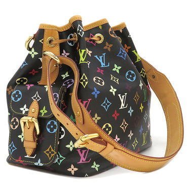 ルイヴィトン LOUIS VUITTON プチ ノエ M42226 ノワール モノグラムマルチカラー ショルダーバッグ ゴールド金具 黒 肩掛け 巾着