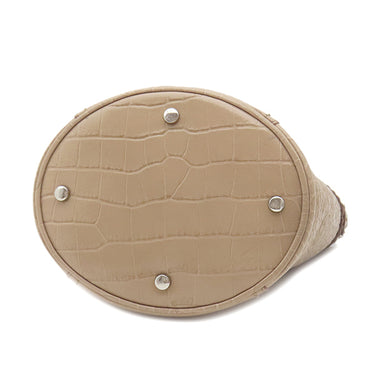 トッズ TODS ダブルT バケットバッグ MW41 ベージュ レザー 2WAYバッグ シルバー金具 ハンドバッグ ショルダーバッグ