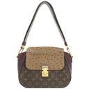 ルイヴィトン LOUIS VUITTON マジェスティウ リミテッド N91280 モノグラム×ボルドー モノグラムキャンバス オーストリッチ リザード ショルダーバッグ ゴールド金具 茶