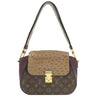 ルイヴィトン LOUIS VUITTON マジェスティウ リミテッド N91280 モノグラム×ボルドー モノグラムキャンバス オーストリッチ リザード ショルダーバッグ ゴールド金具 茶
