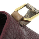 ルイヴィトン LOUIS VUITTON マジェスティウ リミテッド N91280 モノグラム×ボルドー モノグラムキャンバス オーストリッチ リザード ショルダーバッグ ゴールド金具 茶