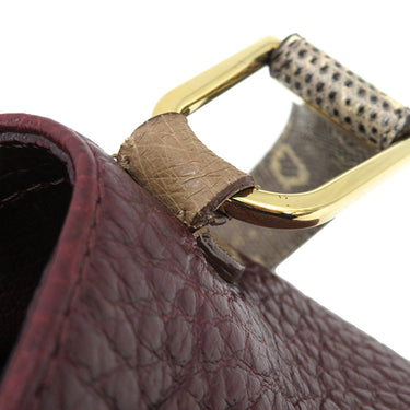 ルイヴィトン LOUIS VUITTON マジェスティウ リミテッド N91280 モノグラム×ボルドー モノグラムキャンバス オーストリッチ リザード ショルダーバッグ ゴールド金具 茶