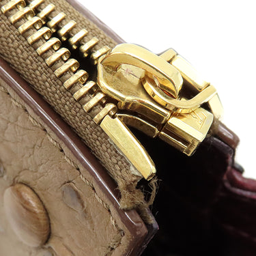 ルイヴィトン LOUIS VUITTON マジェスティウ リミテッド N91280 モノグラム×ボルドー モノグラムキャンバス オーストリッチ リザード ショルダーバッグ ゴールド金具 茶