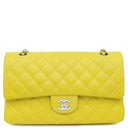シャネル CHANEL マトラッセ 25 Wチェーン イエロー ラムスキン ショルダーバッグ シルバー金具 黄 ダブルフラップ ダブルチェーン