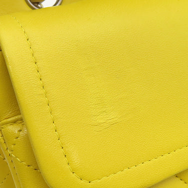 シャネル CHANEL マトラッセ 25 Wチェーン イエロー ラムスキン ショルダーバッグ シルバー金具 黄 ダブルフラップ ダブルチェーン