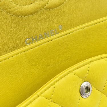 シャネル CHANEL マトラッセ 25 Wチェーン イエロー ラムスキン ショルダーバッグ シルバー金具 黄 ダブルフラップ ダブルチェーン