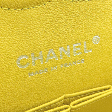 シャネル CHANEL マトラッセ 25 Wチェーン イエロー ラムスキン ショルダーバッグ シルバー金具 黄 ダブルフラップ ダブルチェーン