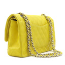 シャネル CHANEL マトラッセ 25 Wチェーン イエロー ラムスキン ショルダーバッグ シルバー金具 黄 ダブルフラップ ダブルチェーン